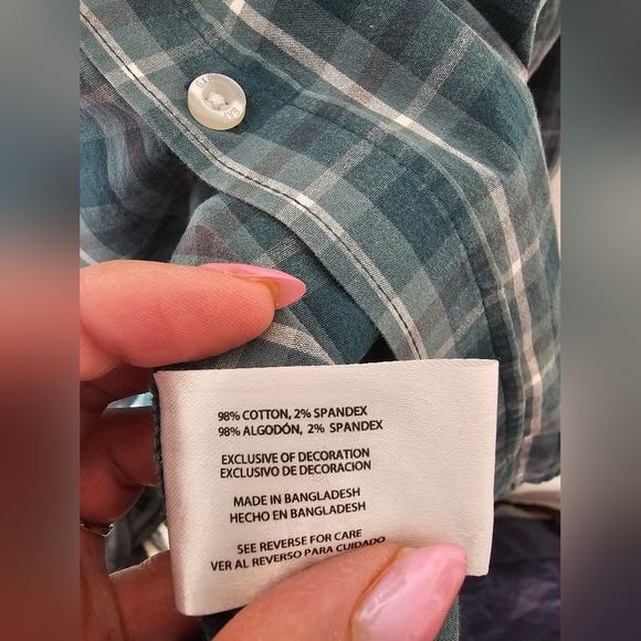 GAP Men's Casual Green Checkered Plaid Shirt Size XXL - Picture 4 of 7